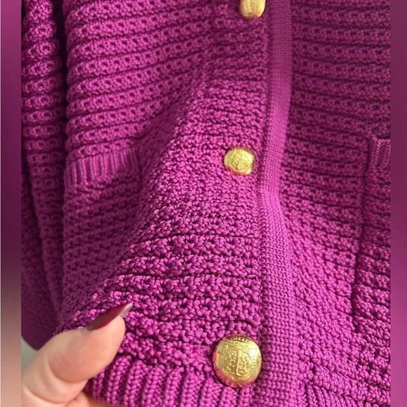 Talbots Fuchsia Knit Cardigan Jacket - Picture 5 of 6